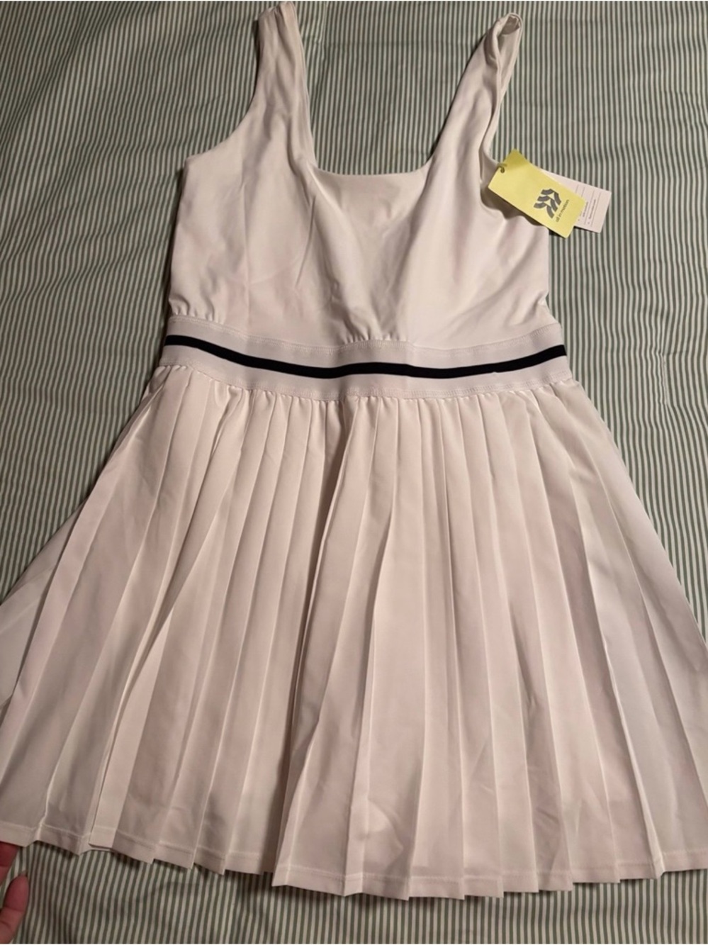 Target Girls Pleated Tennis Dress - white with Black Waistband